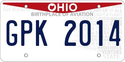 OH license plate GPK2014
