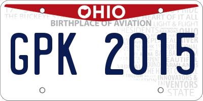 OH license plate GPK2015