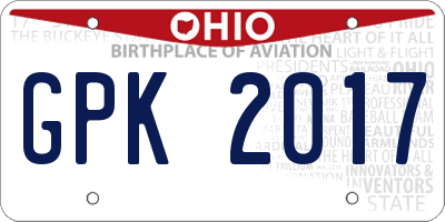OH license plate GPK2017