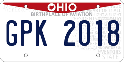 OH license plate GPK2018