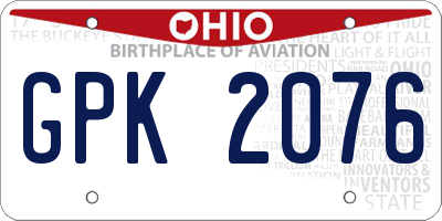 OH license plate GPK2076
