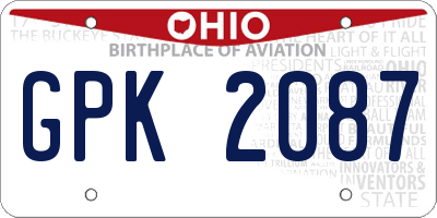 OH license plate GPK2087