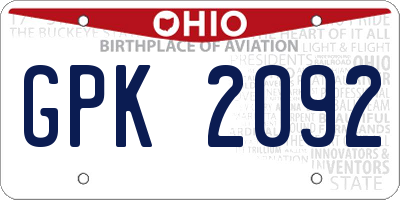 OH license plate GPK2092