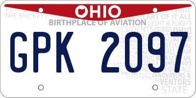 OH license plate GPK2097