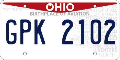 OH license plate GPK2102