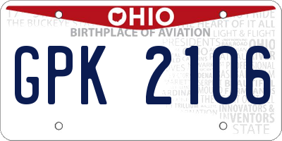 OH license plate GPK2106