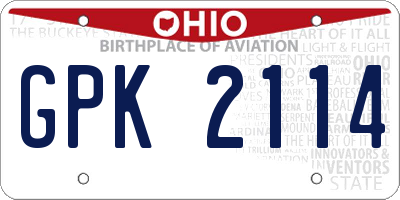 OH license plate GPK2114