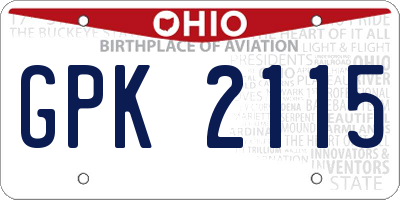 OH license plate GPK2115
