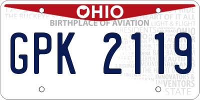 OH license plate GPK2119