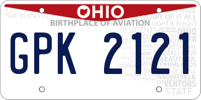 OH license plate GPK2121