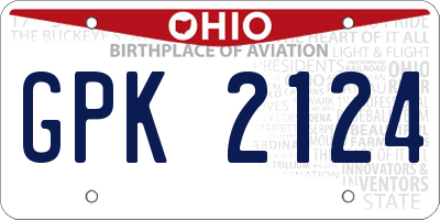OH license plate GPK2124