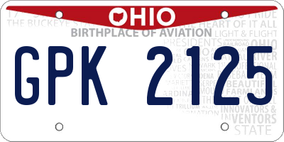 OH license plate GPK2125