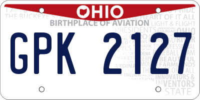 OH license plate GPK2127