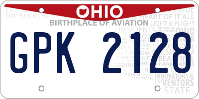 OH license plate GPK2128