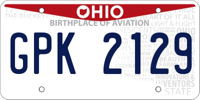 OH license plate GPK2129
