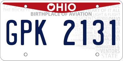 OH license plate GPK2131