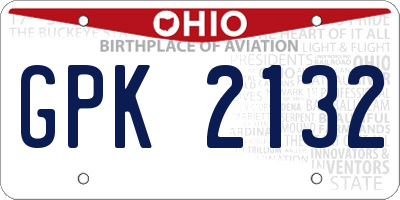 OH license plate GPK2132