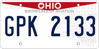 OH license plate GPK2133