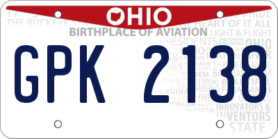 OH license plate GPK2138