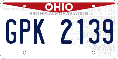OH license plate GPK2139
