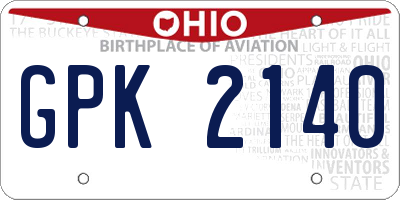 OH license plate GPK2140