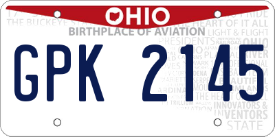 OH license plate GPK2145
