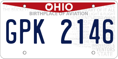 OH license plate GPK2146