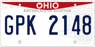OH license plate GPK2148