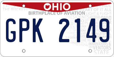 OH license plate GPK2149