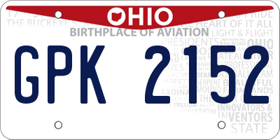 OH license plate GPK2152