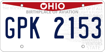 OH license plate GPK2153
