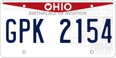 OH license plate GPK2154