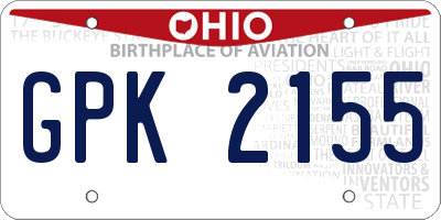 OH license plate GPK2155