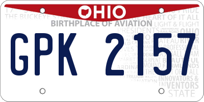 OH license plate GPK2157