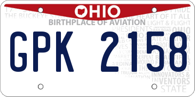 OH license plate GPK2158