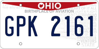 OH license plate GPK2161