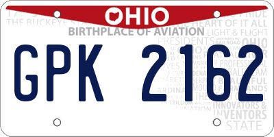 OH license plate GPK2162