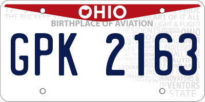 OH license plate GPK2163