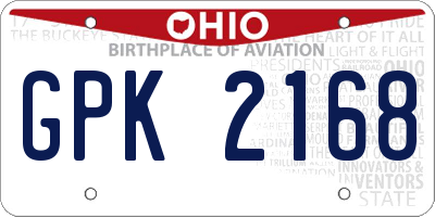OH license plate GPK2168