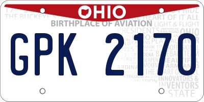 OH license plate GPK2170
