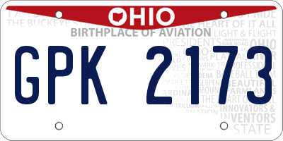 OH license plate GPK2173