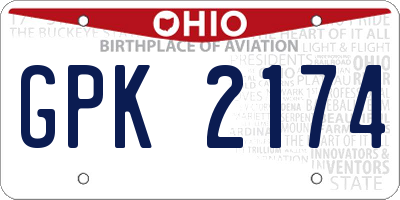 OH license plate GPK2174