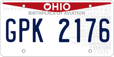 OH license plate GPK2176