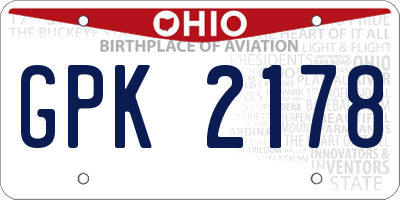 OH license plate GPK2178