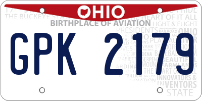 OH license plate GPK2179