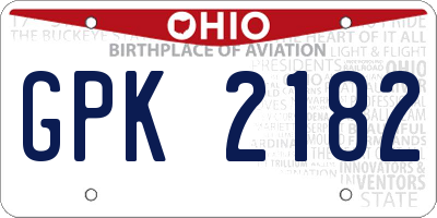 OH license plate GPK2182
