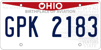 OH license plate GPK2183