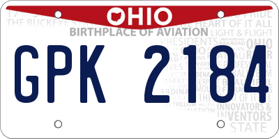 OH license plate GPK2184