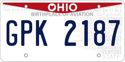 OH license plate GPK2187