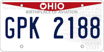 OH license plate GPK2188